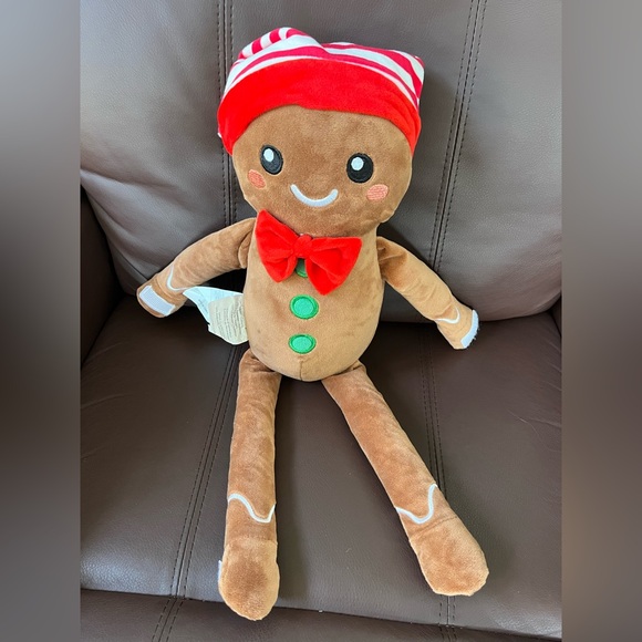 Gingerbread Plush with Red Hat and Bow - Picture 4 of 4